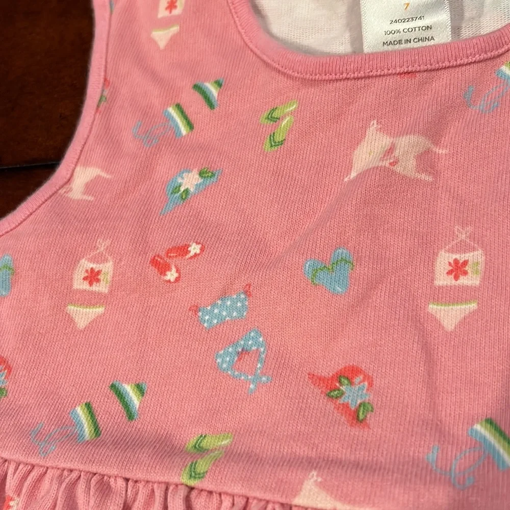 Gymboree Outlet Pool Party Pink 100% Cotton Knit Dress Size 7 - Picture 7 of 9